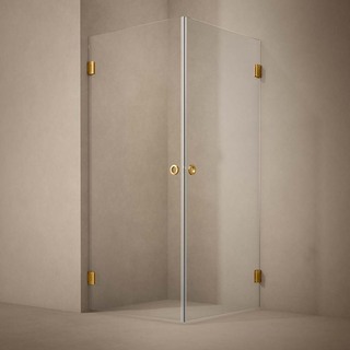 Brusehjørne Lynx Klarglass 80X90 Børstet Messing