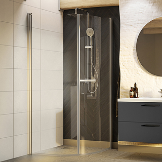 Brusehjørne Nejd Bøje 90X90 Klarglass Mat Aluminium