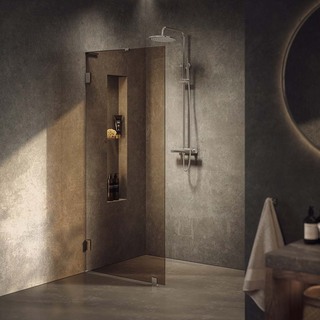 Brusevægge Lynx Bronze Tonet Glass 80 Krom