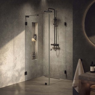 Brusehjørne Combi Lynx Klarglass 80X90 Sort