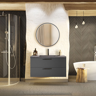 Spejl Sken Rund Led 700 Sort