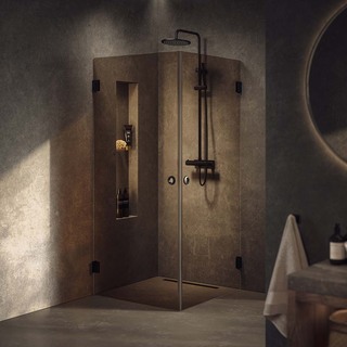 Brusehjørne Lynx Bronze Tonet Glass 90X100 Sort