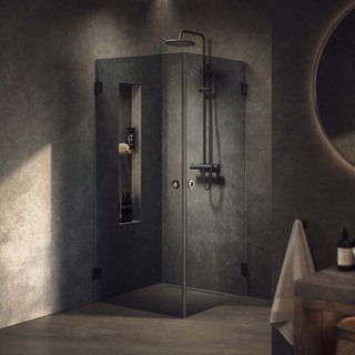 Brusehjørne Lynx Mørk Tonet Glass 100X100 Børstet Bronze