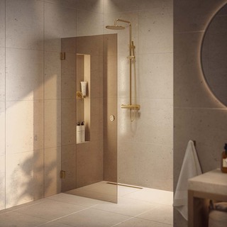 Brusedør Lynx Bronze Tonet Glass 100 Børstet Messing