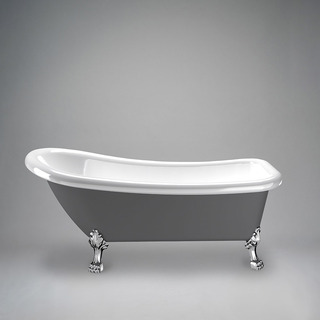 Badekar 1530 Sofia Grå/Hvid Med Krom Løvefødder