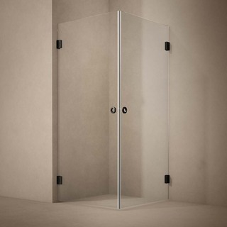 Brusehjørne Lynx Klarglass 90X100 Sort