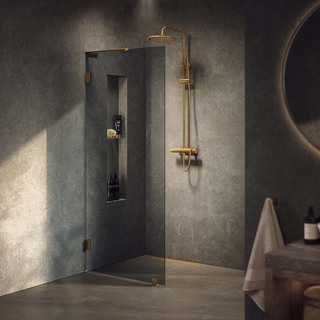 Brusevægge Lynx Mørk Tonet Glass 100 Børstet Messing