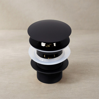 Bundventil Push Med Overløb Mat Sort