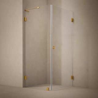 Brusehjørne Combi Lynx Klarglass 80X90 Børstet Messing