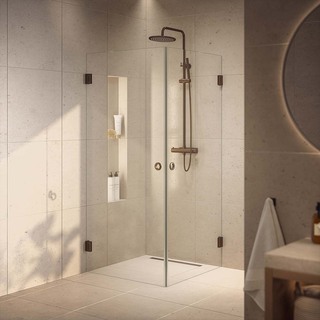 Brusehjørne Lynx Klarglass 90X100 Børstet Bronze