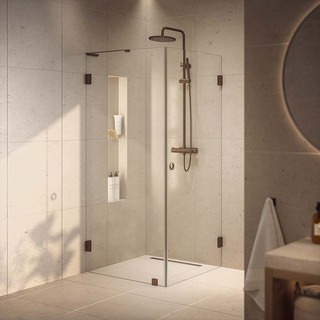 Brusehjørne Combi Lynx Klarglass 80X90 Børstet Bronze