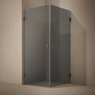 Brusehjørne Lynx Mørk Tonet Glass 100X100 Børstet Bronze