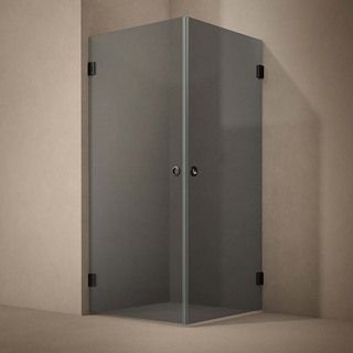 Brusehjørne Lynx Mørk Tonet Glass 100X100 Sort