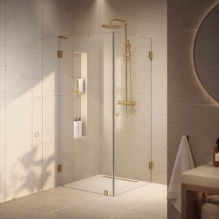 Brusehjørne Combi Lynx Klarglass 80X90 Børstet Messing