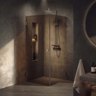 Brusehjørne Lynx Bronze Tonet Glass 90X100 Krom