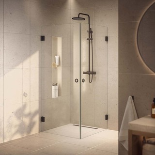 Brusehjørne Lynx Klarglass 90X100 Sort