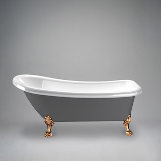Badekar 1530 Sofia Grå/Hvid Med Messing Løvefødder