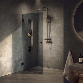 Brusedør Lynx Mørk Tonet Glass 100 Børstet Bronze