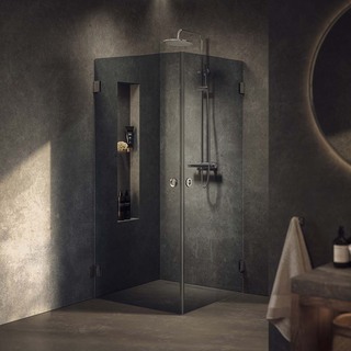 Brusehjørne Lynx Mørk Tonet Glass 100X100 Krom