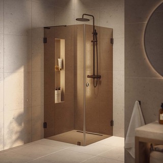 Brusehjørne Combi Lynx Bronze Tonet Glass 80X100 Børstet Bronze