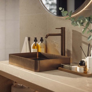 Håndvaskarmatur Corax Høj Børstet Bronze