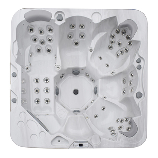 Udendørs Spabad Djursholm Hvid Marmorert/Grå Med Termolåg