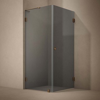 Brusehjørne Combi Lynx Mørk Tonet Glass 100X90 Børstet Bronze