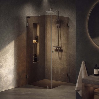 Brusehjørne Combi Lynx Bronze Tonet Glass 90X90 Krom