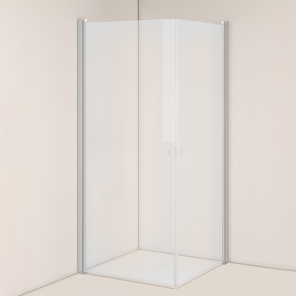 BRUSEHJØRNE NEJD RET 90X90 KLARGLASS MAT ALUMINIUM