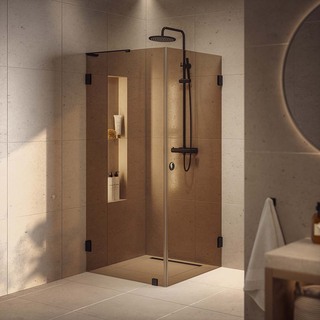 Brusehjørne Combi Lynx Bronze Tonet Glass 90X90 Sort