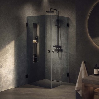 Brusehjørne Lynx Mørk Tonet Glass 100X100 Sort