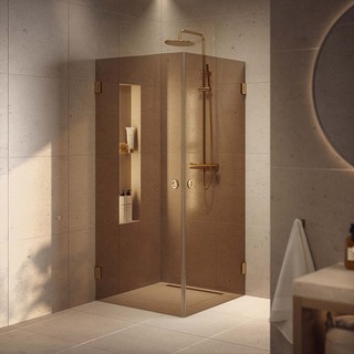 Brusehjørne Lynx Bronze Tonet Glass 90X100 Børstet Messing