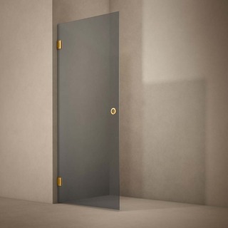 Brusedør Lynx Mørk Tonet Glass 100 Børstet Messing