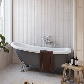 Badekar 1530 Sofia Grå/Hvid Med Krom Løvefødder