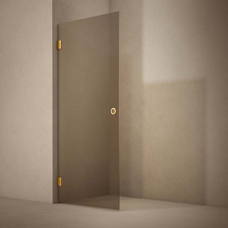 Brusedør Lynx Bronze Tonet Glass 100 Børstet Messing