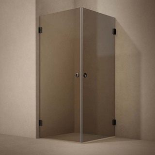 Brusehjørne Lynx Bronze Tonet Glass 90X100 Sort